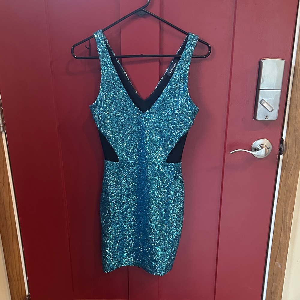 bebe Teal Sequin Dress